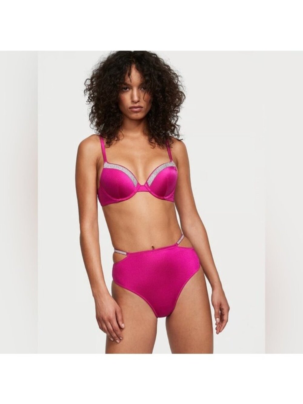 VICTORIA'S SECRET SWIM Very Sexy Shine Trim strap Push-Up Bikinis set Large 34D